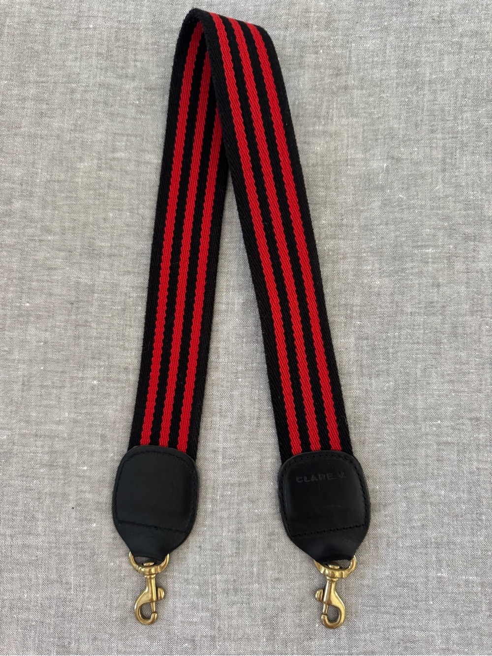 Clare V Black and Red Striped Detachable Bag Strap